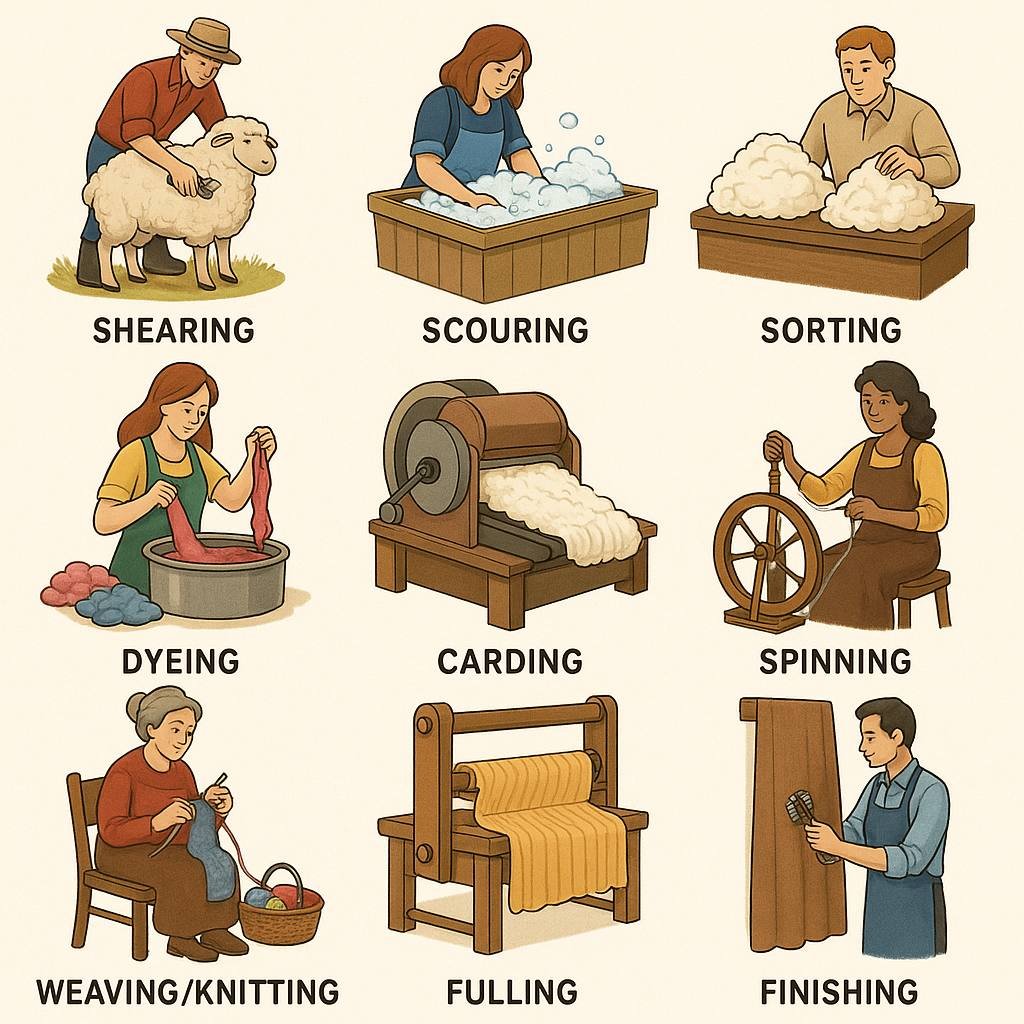 Stapler, Fuller, and Carding process